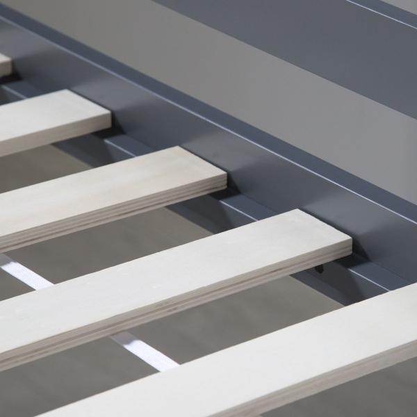 Hochbett Spielbett Kinderbett 90x200 cm Lattenrost Matratze Leiter Rutsche Weiß Grau Holz Massiv - Palo24