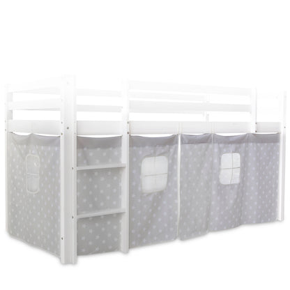 Bettumrandung Bettvorhang für Hochbett Vorhang Stoff Baumwolle Grau Sterne