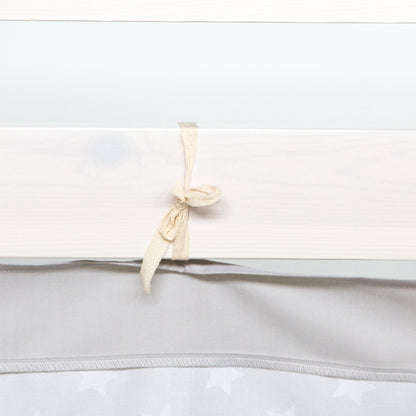 Bettumrandung Bettvorhang für Hochbett Vorhang Stoff Baumwolle Grau Sterne