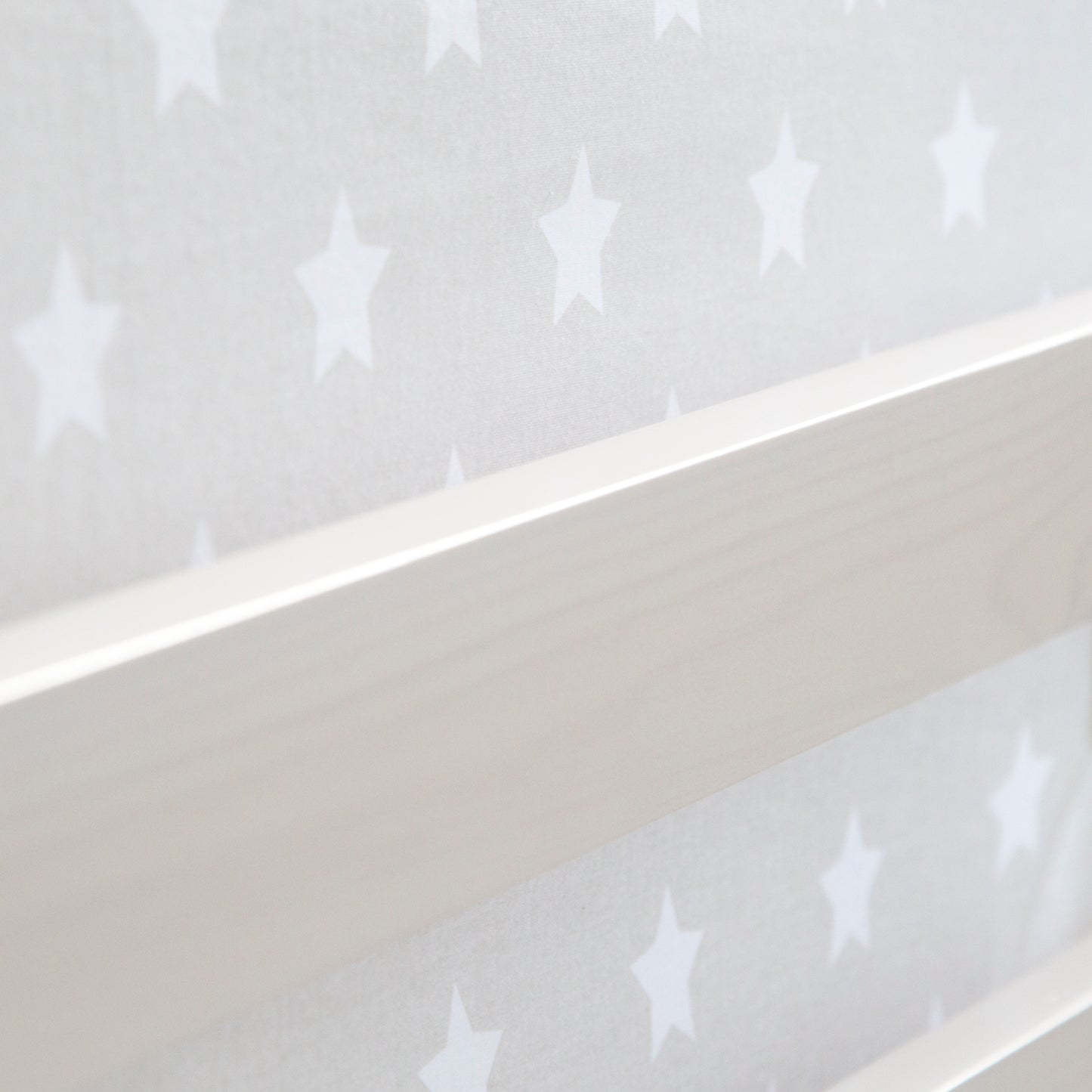 Hochbett Kinder 90x200 cm Weiss mit Vorhang Sterne | Rutsche | ohne Lattenrost