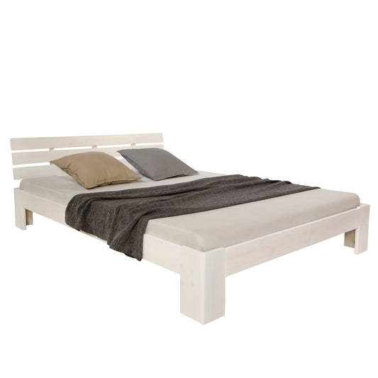 Holzbett 120x200 cm Weiss | Doppelbett | mit Lattenrost | massiv | Kind Jugend Gast