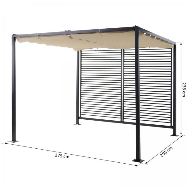 Pavillon Pergola Partyzelt Überdachung Einstellbares Stoffdach Polyester Beige - Palo24