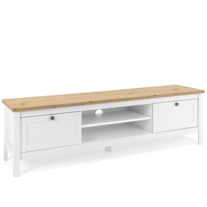 TV Board Holz TV-Schrank Lowboard TV-Bank Sideboard Weiss Natur