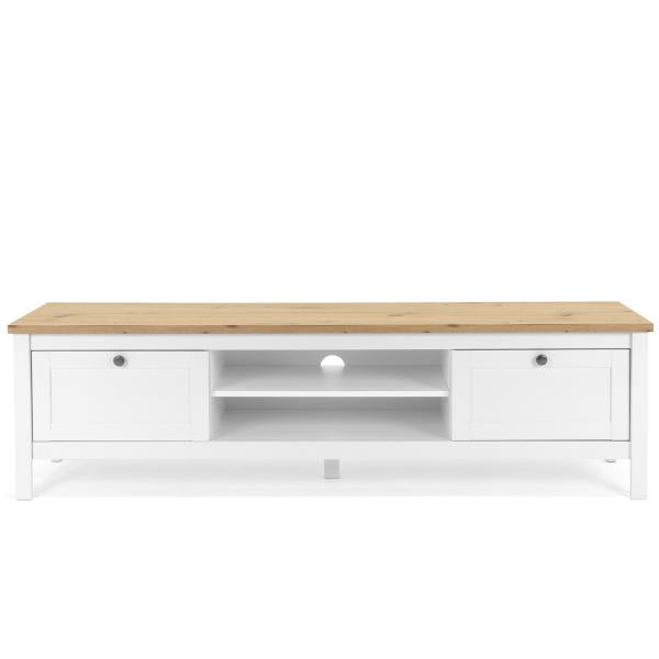 TV Board Holz TV-Schrank Lowboard TV-Bank Sideboard Weiss Natur