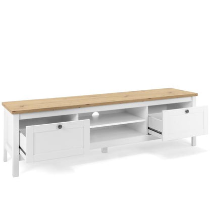 TV Board Holz TV-Schrank Lowboard TV-Bank Sideboard Weiss Natur