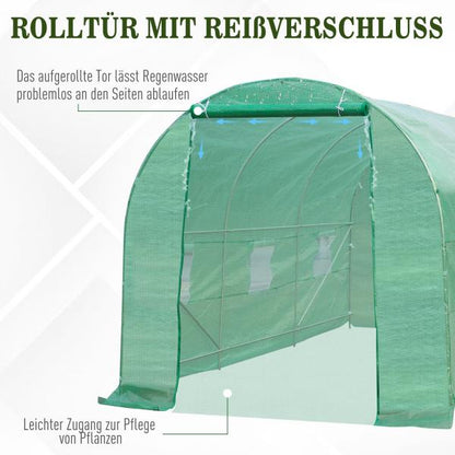 Foliengewächshaus Treibhaus Frühbeet  4,5 x 2 x 2 m | Grün