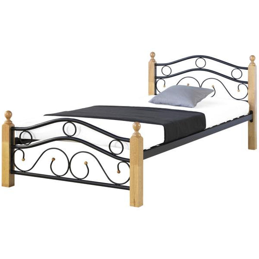 Metallbett 90x200 Schwarz Einzelbett Jugendbett Bettgestell mit Lattenrost