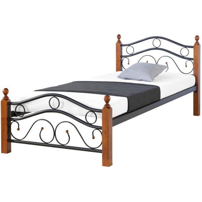 Letto in metallo 90x200 nero letto singolo letto per ragazzi struttura letto con rete a doghe