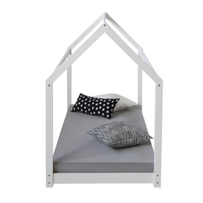 Kinderbett Kinderhaus Spielbett Hausbett Holzbett weiss 80 x 160 cm