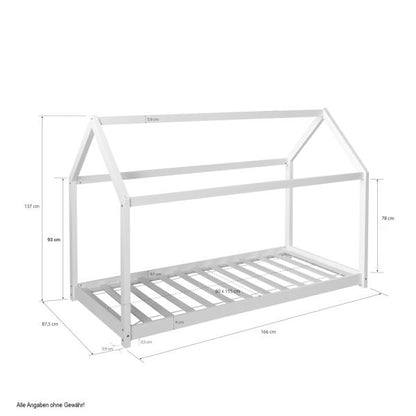 Kinderbett Kinderhaus Spielbett Hausbett Holzbett weiss 80 x 160 cm