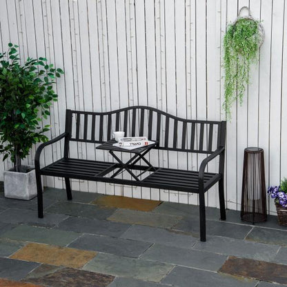 Gartenbank mit ausziehbarem Tisch Metall Schwarz - Palo24