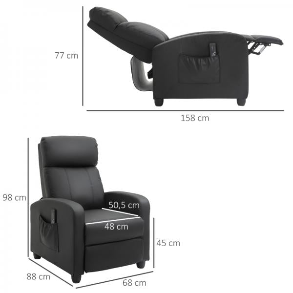 Fauteuil de massage fonction de massage fonction inclinable massage 2 points noir