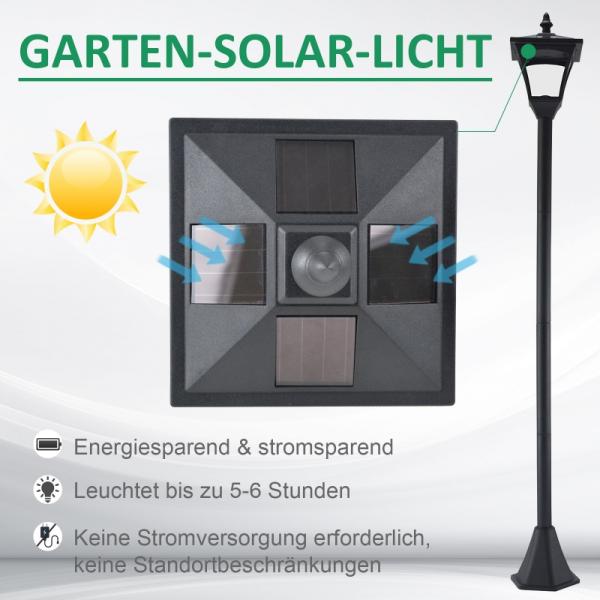 Solar Laterne Gartenlaterne Wegleuchte mit LED 10 Lumen Schwarz 15 x 15 x 120cm