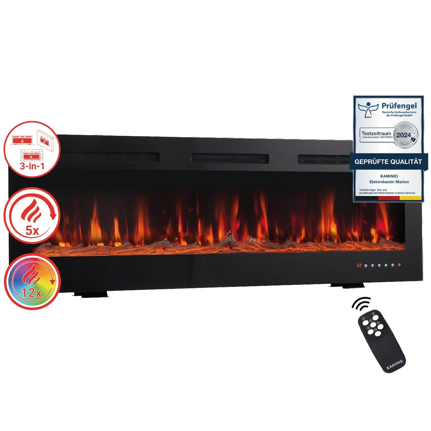 KAMINIO 3-in-1 Elektrokamin MARLON mit Heizung, 3D-Flammeneffekt - 42 Zoll - Palo24