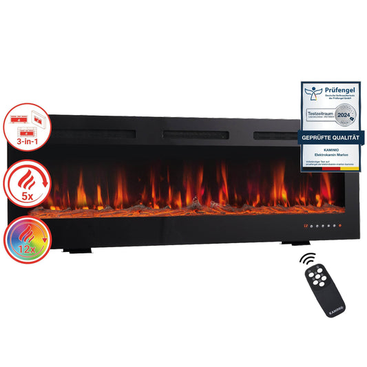 KAMINIO 3-in-1 Elektrokamin MARLON mit Heizung, 3D-Flammeneffekt - 60 Zoll - Palo24