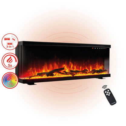 KAMINIO 3-in-1 Elektrokamin LEA - Panoramaview 50 Zoll Schwarz - Palo24