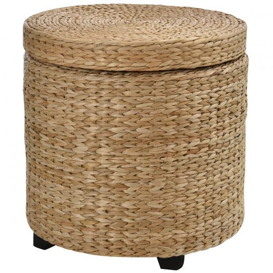 Sitzhocker mit Stauraum Rattan Deckel Abnehmbar 43 x 43 cm