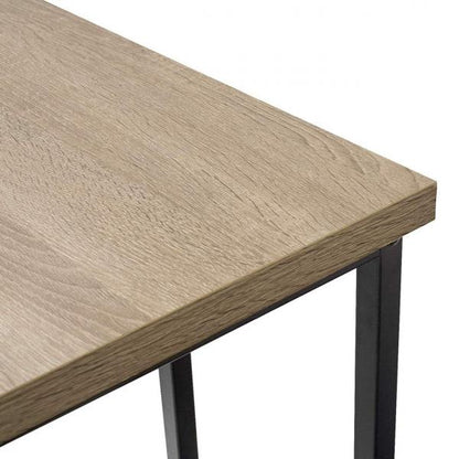 1 x Bartisch + 2 x Barhocker mit 2 Ablagefläche aus Metallgestell und MDF Hell Eiche