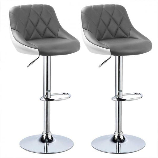 Lot de 2 tabourets de bar bicolores modèle Marc gris+blanc