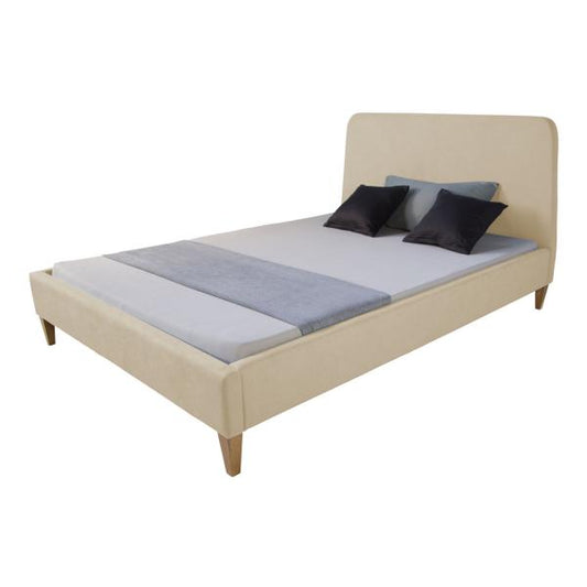 Polsterbett Doppelbett Stoffbett Bettgestell 140 x 200 Bett Beige