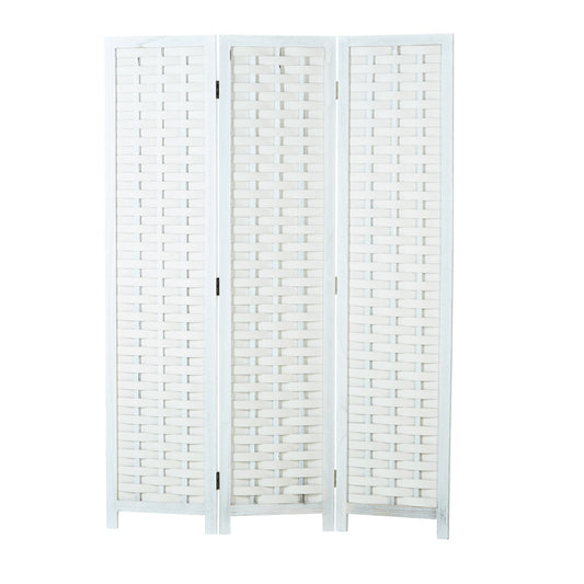 Paravent Natur Rattan-Optik | 3 teilig | Holz | Raumteiler Trennwand Sichtschutz