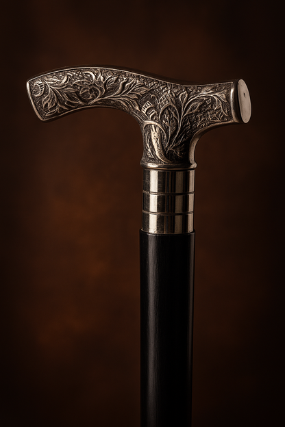 Bastone da passeggio retrò da uomo, bastone da passeggio, bastone da passeggio antico, manico in argento