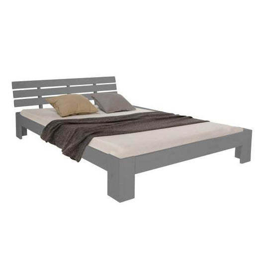 Doppelbett Holzbett Futonbett 160x200 Grau Kiefer Bett Bettgestell Massivholz - Palo24