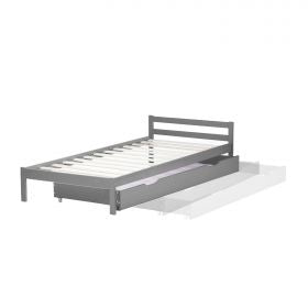 Bettkasten Holz Aufbewahrung mit Rollen Bett Schublade Bettauszug Grau