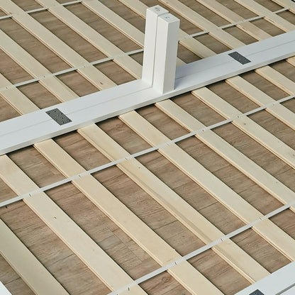 Familienbett 270x200 cm Weiss | Maxi Palettenbett XXL | mit Lattenrost | Holz | auch einzeln stellbar