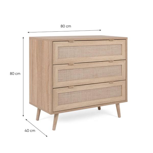 Kommode Sideboard Anrichte Braun Rafia Holz Schubladen