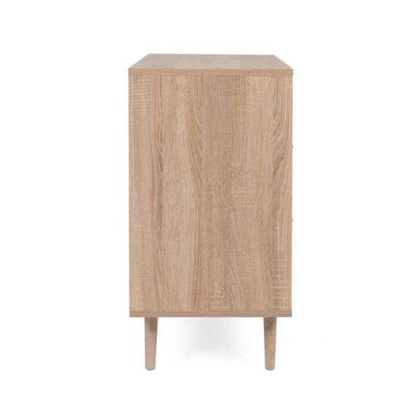 Kommode Sideboard Anrichte Braun Rafia Holz Schubladen