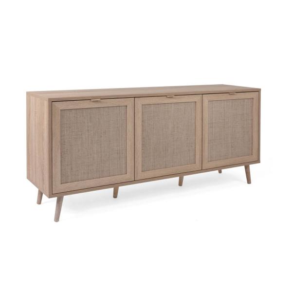 Sideboard Kommode Wohnzimmerschrank Anrichte Braun Rafia Holz