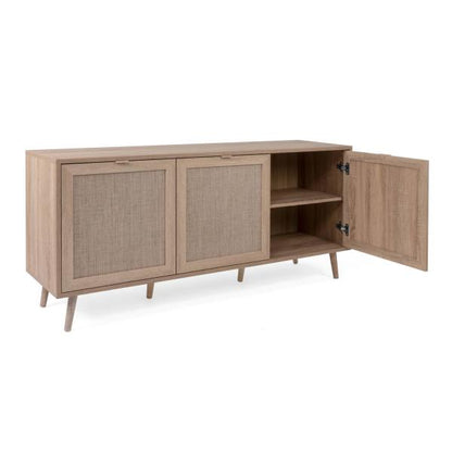 Sideboard Kommode Wohnzimmerschrank Anrichte Braun Rafia Holz