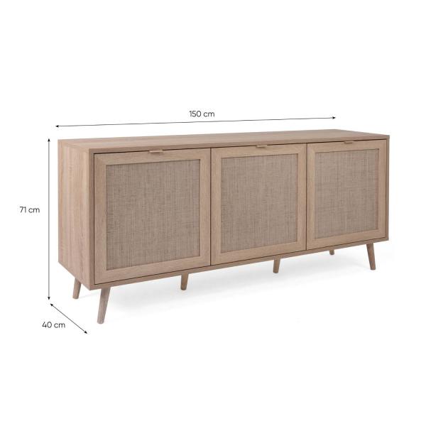 Sideboard Kommode Wohnzimmerschrank Anrichte Braun Rafia Holz