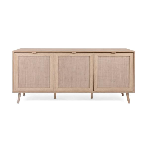 Sideboard Kommode Wohnzimmerschrank Anrichte Braun Rafia Holz