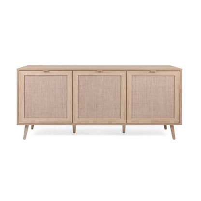 Sideboard Kommode Wohnzimmerschrank Anrichte Braun Rafia Holz