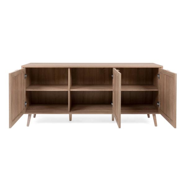 Sideboard Kommode Wohnzimmerschrank Anrichte Braun Rafia Holz