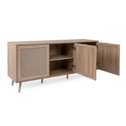 Sideboard Kommode Wohnzimmerschrank Anrichte Braun Rafia Holz