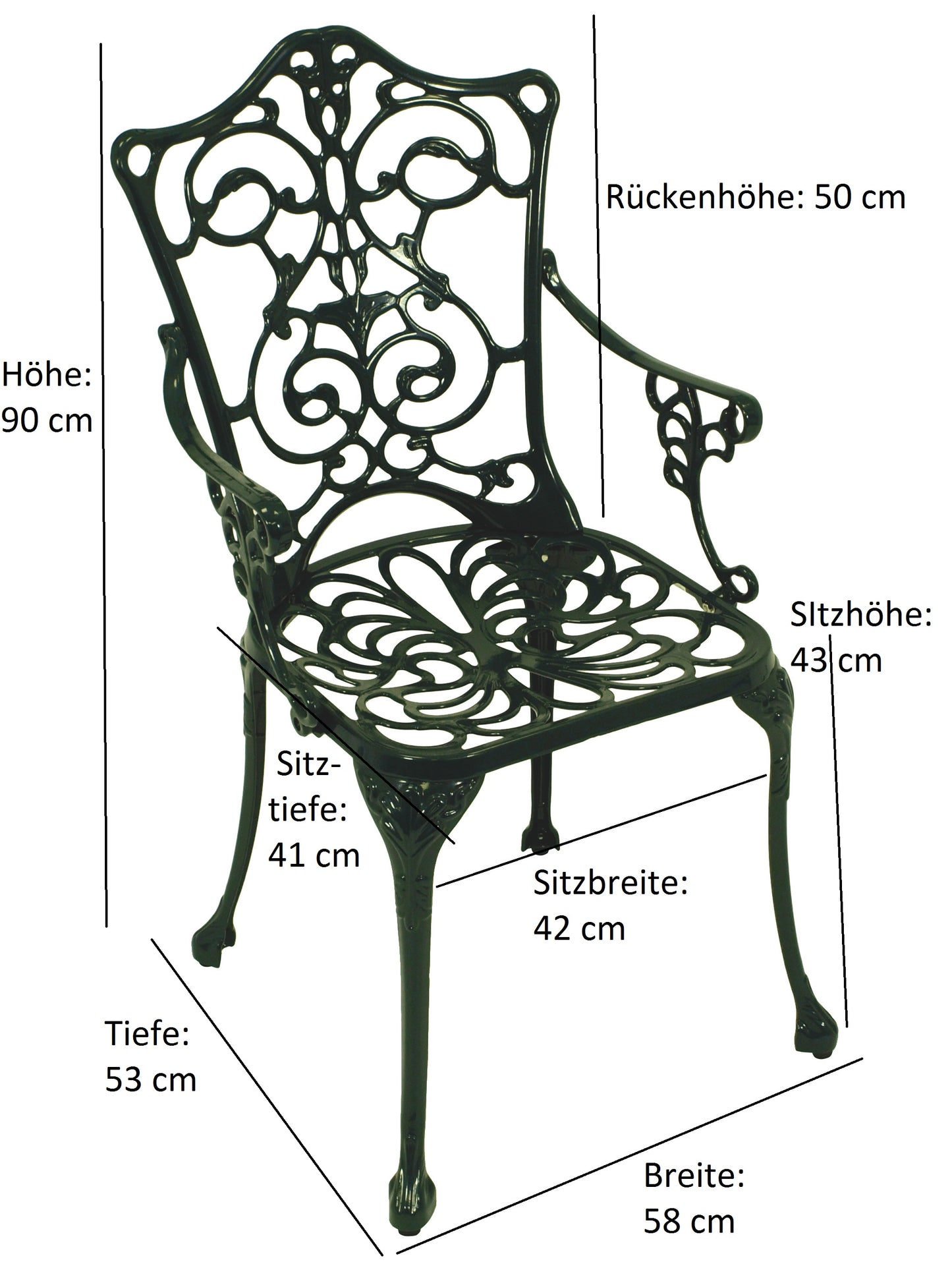 Sedia da giardino LUGANO Alu verde scuro resistente alle intemperie