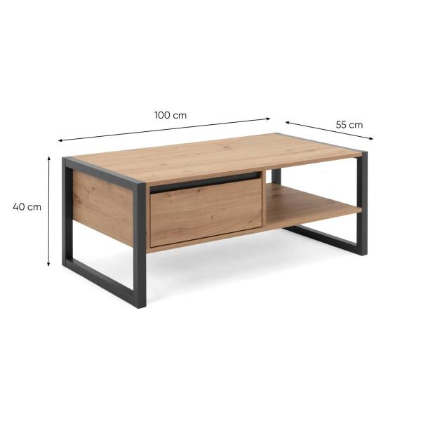 Couchtisch Sofatisch Wohnzimmertisch Anthrazit Natur Beistelltisch Stauraum Holz