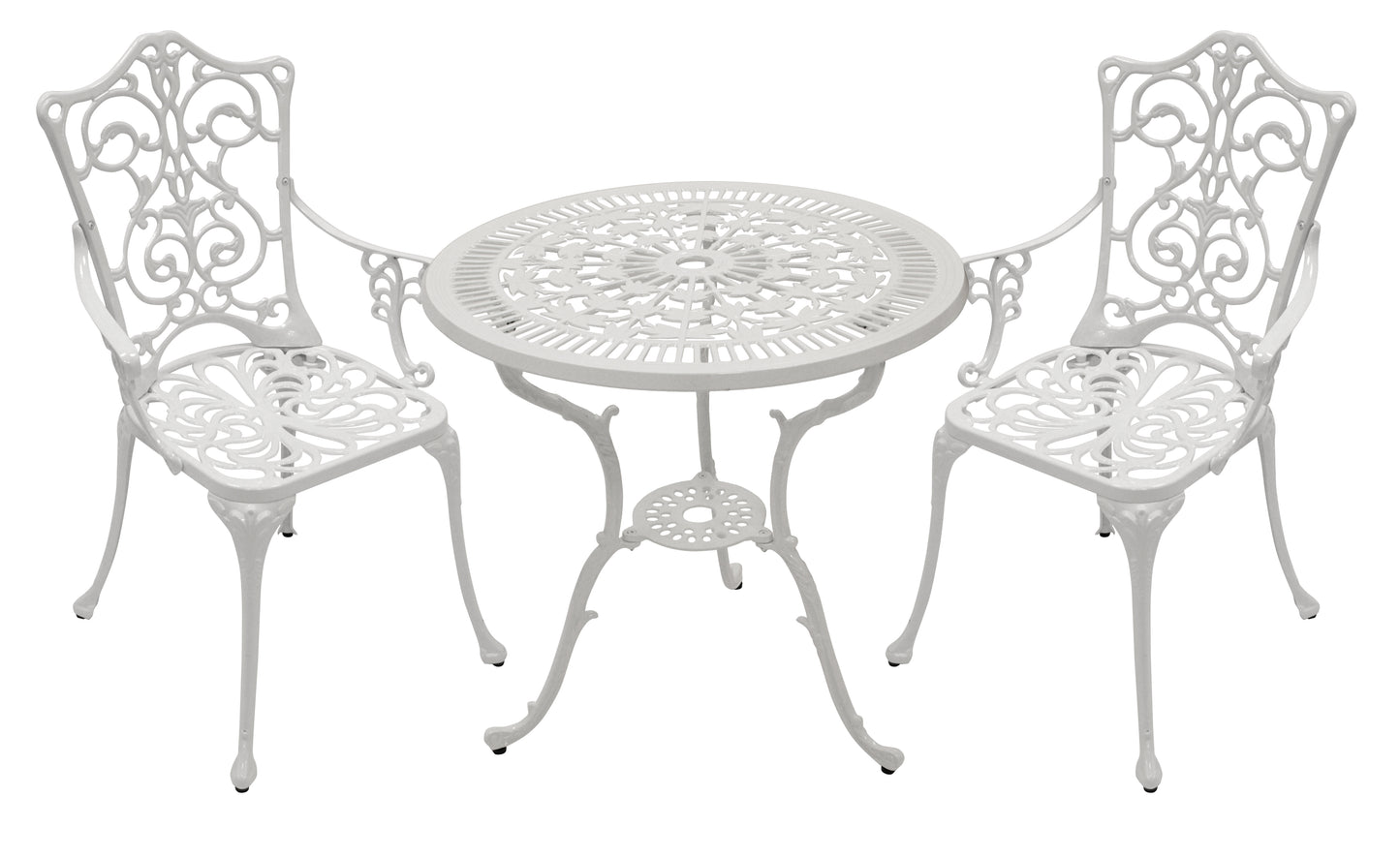 Bistroset LUGANO 3-teilig, Aluguss weiss