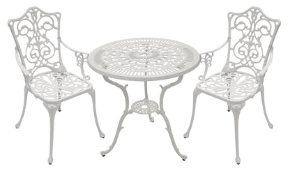 Bistroset LUGANO 3-teilig, Aluguss weiss