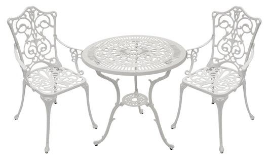 Bistroset LUGANO 3-teilig, Aluguss weiss