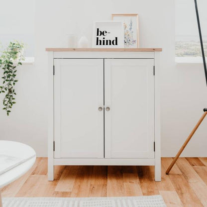 Sideboard Kommode Wohnzimmerschrank Anrichte Weiss Holz mit Stauraum Natur