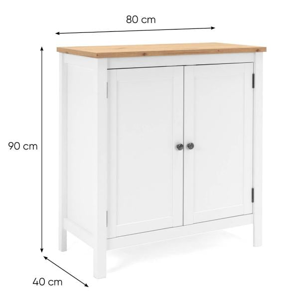 Sideboard Kommode Wohnzimmerschrank Anrichte Weiss Holz mit Stauraum Natur