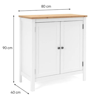 Sideboard Kommode Wohnzimmerschrank Anrichte Weiss Holz mit Stauraum Natur