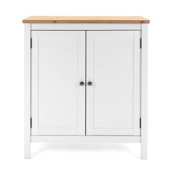 Sideboard Kommode Wohnzimmerschrank Anrichte Weiss Holz mit Stauraum Natur