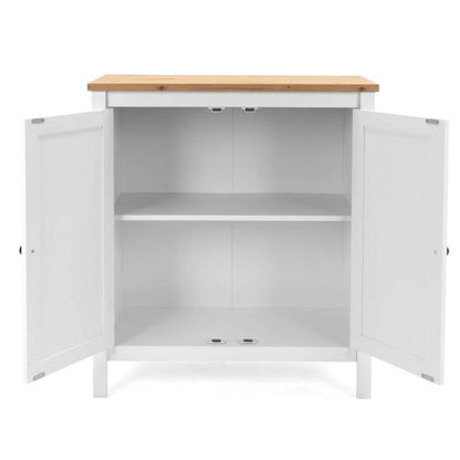 Sideboard Kommode Wohnzimmerschrank Anrichte Weiss Holz mit Stauraum Natur