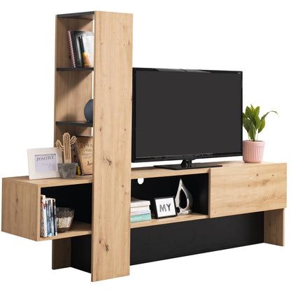 Wohnwand TV Schrank Schrankwand Holz Eiche Fernsehschrank