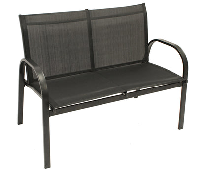 ARONA Ensemble de salon 4 pièces, métal + tissu synthétique, noir